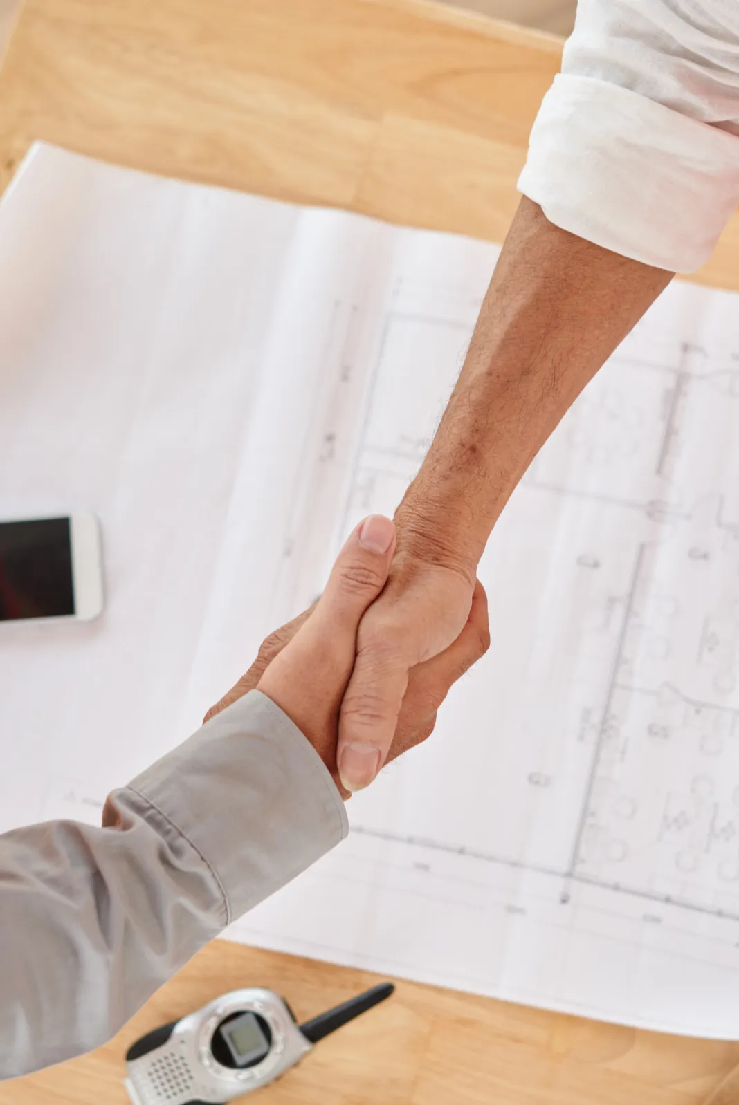 Remodeling project planning with blueprints for a Los Angeles home renovation