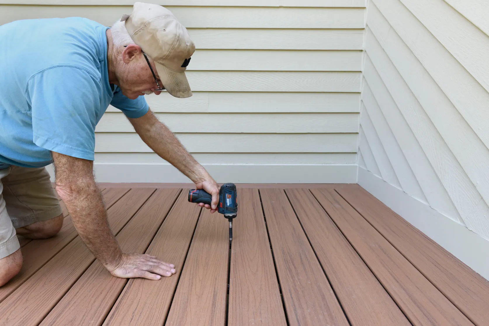 Outdoor living remodeling in Los Angeles with deck board installation, exterior flooring detail, and backyard upgrade preparation